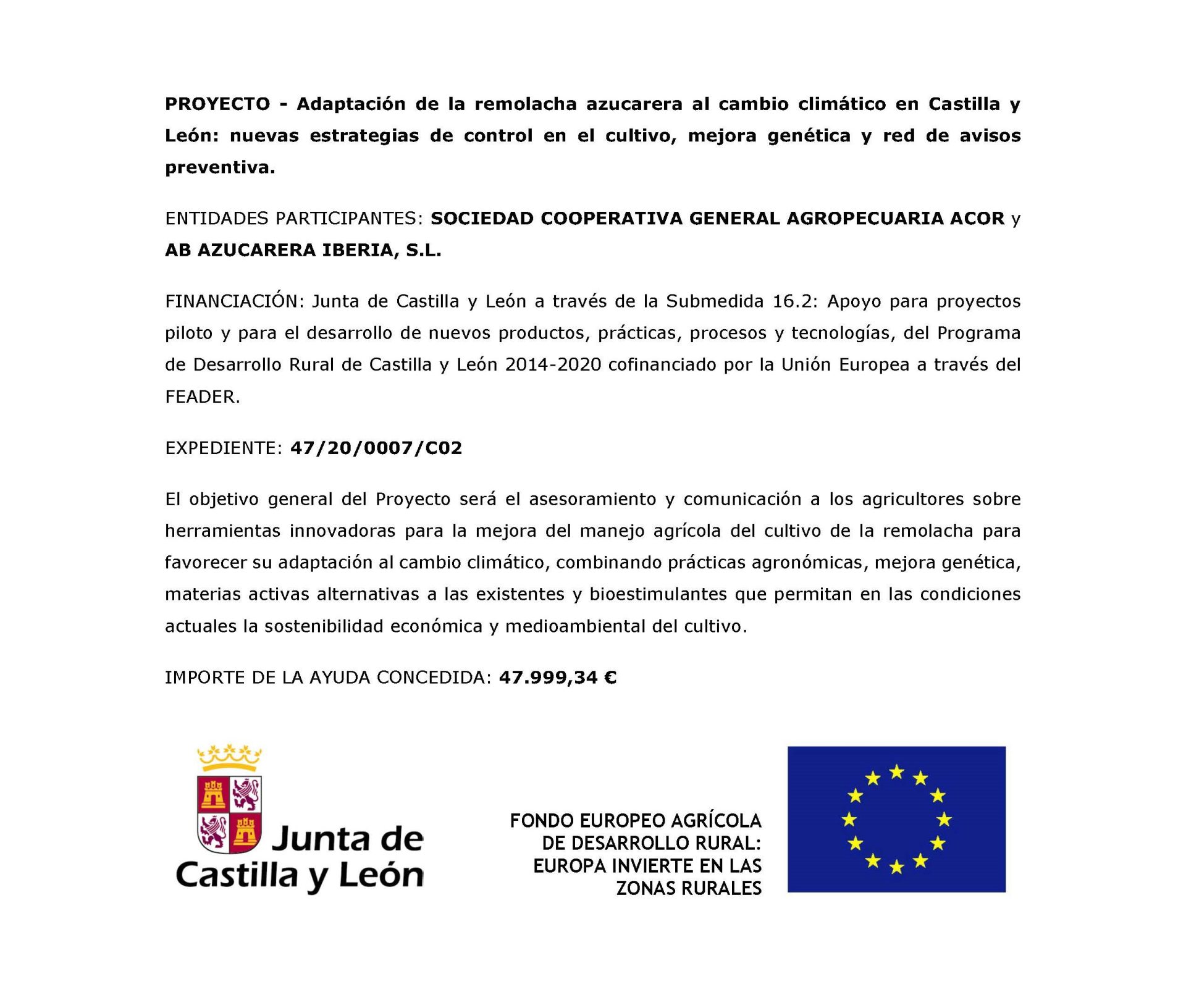 Adaptación de la remolacha azucarera al cambio climático en Castilla y León